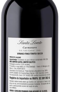 Vinho Fino Tinto Chileno Santa Loreto Varietal Carmenere 750ml